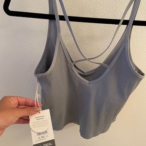 VUORI RIB CROP SIZE MEDIUM BLUE